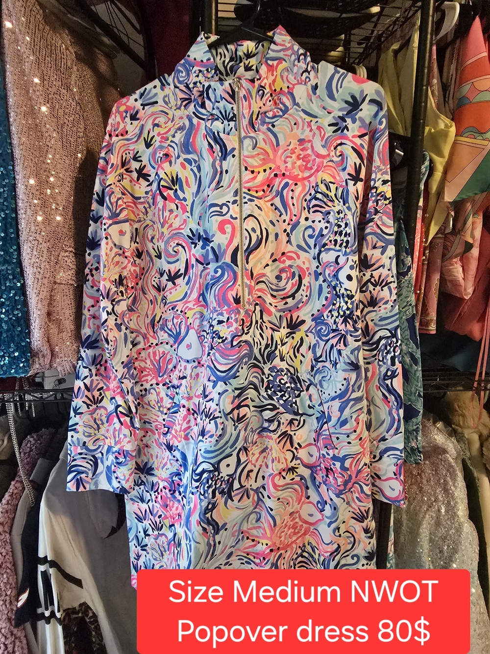 Lilly Pulitzer Multicolor Pink Blue Popover Dress